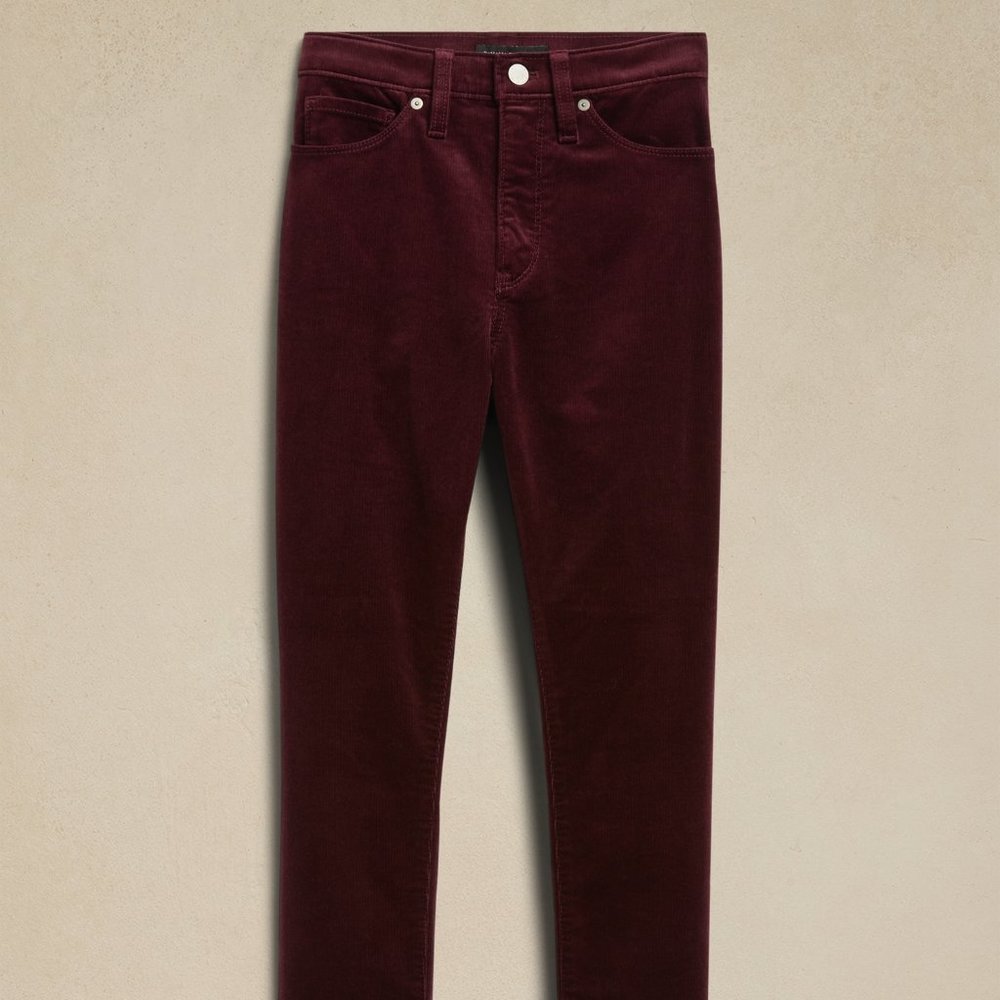 Perfect Holiday Pants BANANA  REPUBLIC PETITE HIGH + SKINNY CORD Size 10